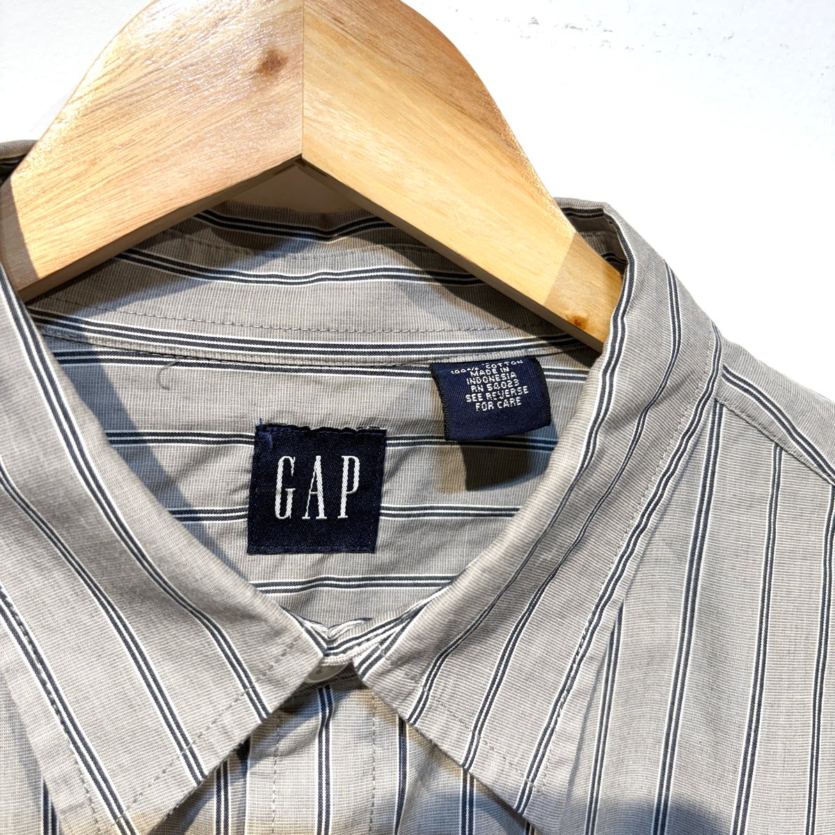 90s OLD GAP ストライプシャツ 長袖シャツ グレー系 Lサイズ 美