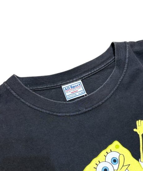 【USED】2000s スポンジボブ SS T-SHIRTS BLACK XLサイズ