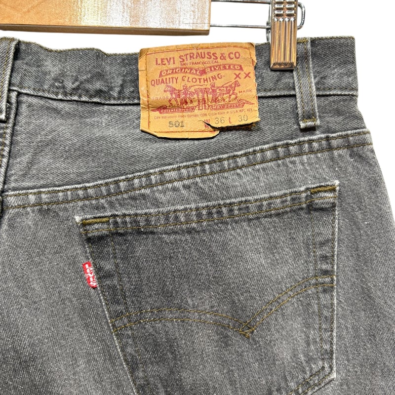 90s Levi's 501 先染めブラックデニム W36L30 ゴールデンサイズ