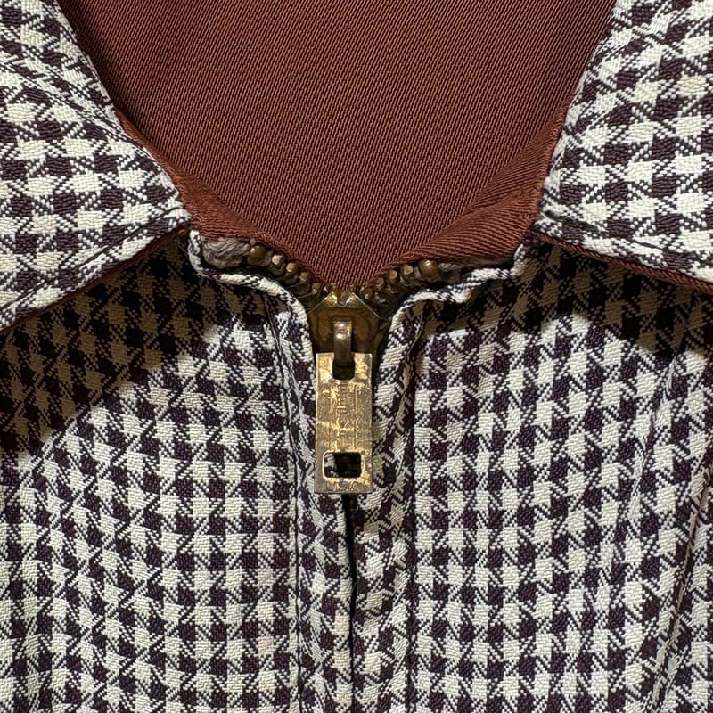 50s WEATHERCREST レーヨン ギャバジン ギャバジン 柄 切り替え 50s WEATHERCREST ギャバジャケット リバーシブル 千鳥格子X