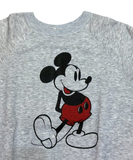 【USED】1980s Disney ミッキーマウス クルーネックスウェット 霜降りグレー  XLサイズ