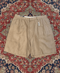 【USED】 1990s Polo Ralph Lauren ツータックショートパンツ khaki W36 リネンコットン