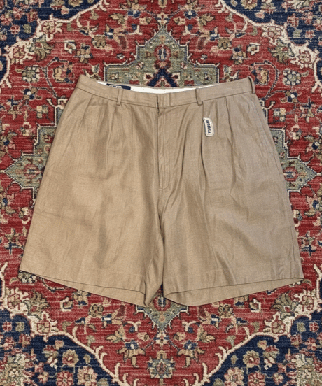 【USED】 1990s Polo Ralph Lauren ツータックショートパンツ khaki W36 リネンコットン
