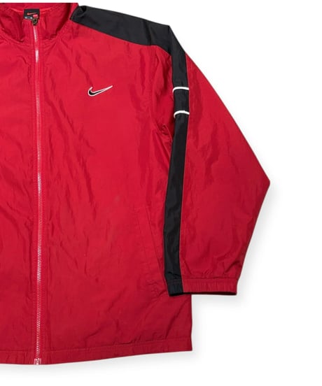 【USED】1990s NIKE ナイロンセットアップ RED ジャケットXL、パンツMサイズ