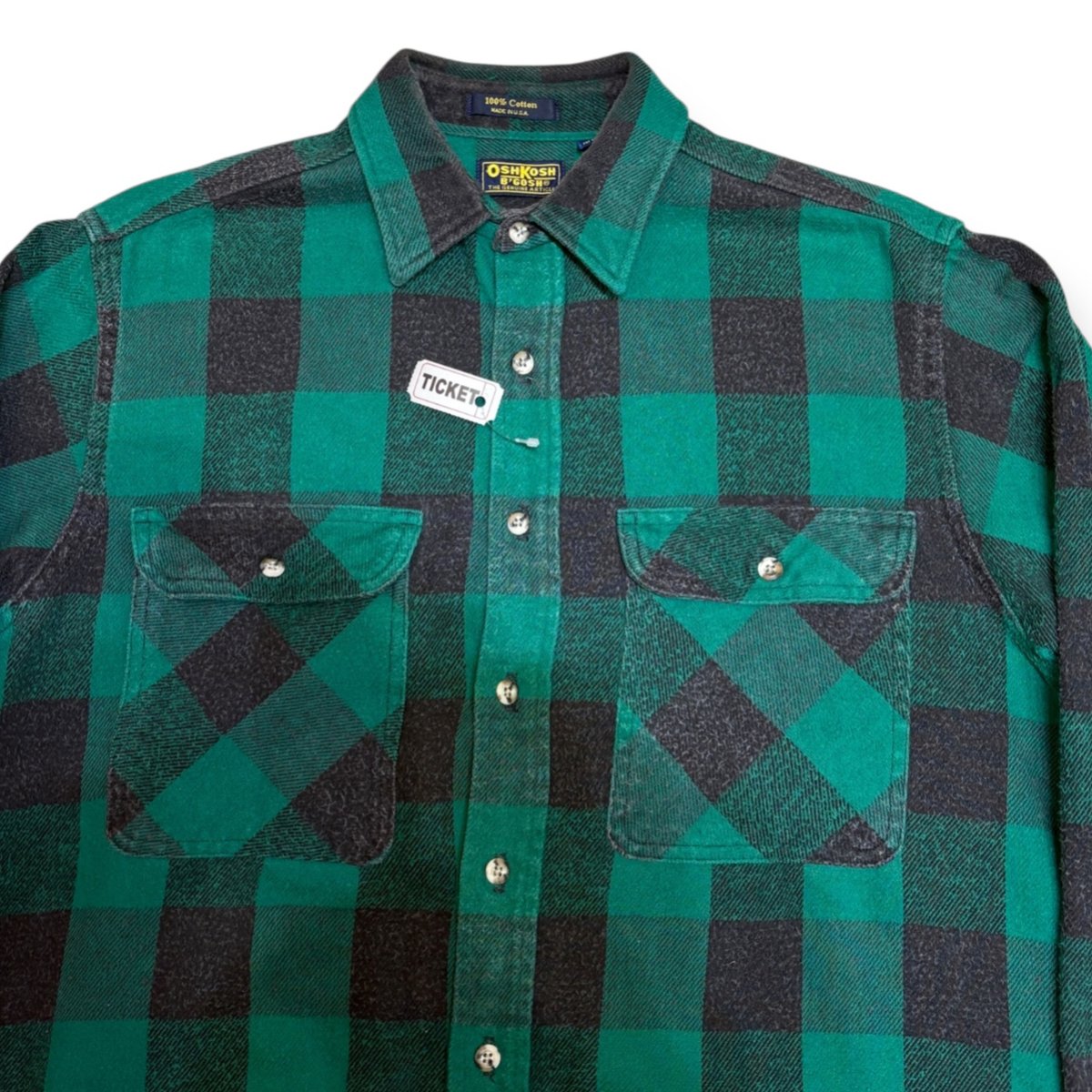 USED】1990s OSHKOSH ヘビーフランネルシャツ バッファローチェック