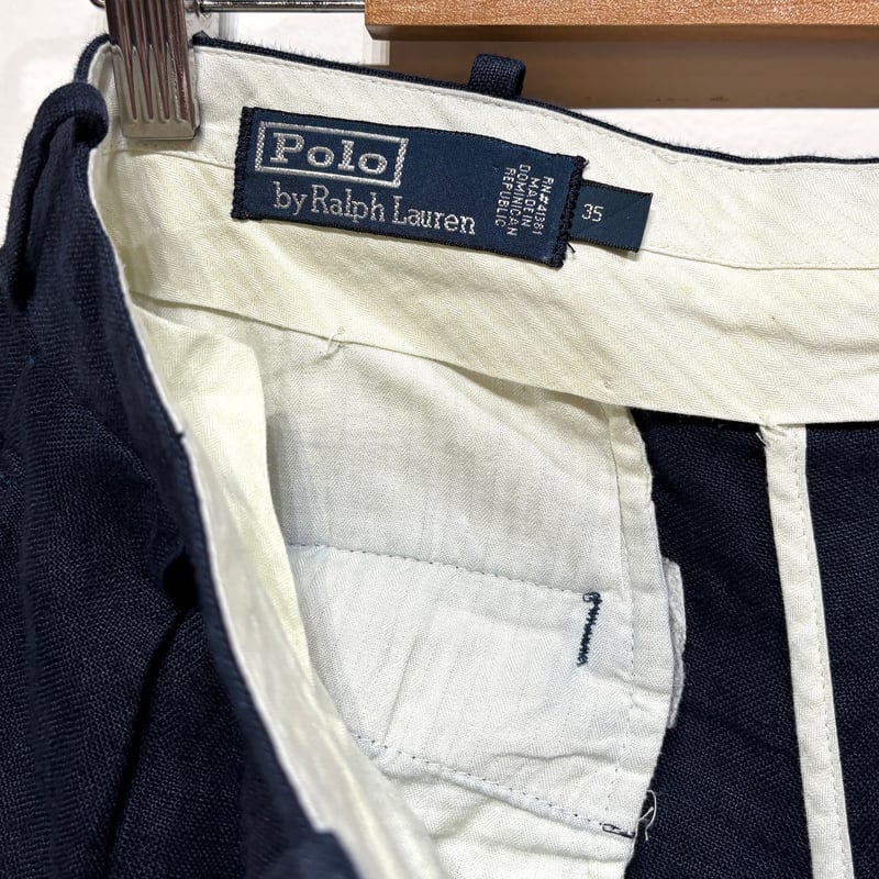 90s Polo Ralph Lauren インディゴリネンショートパンツ NAVY W