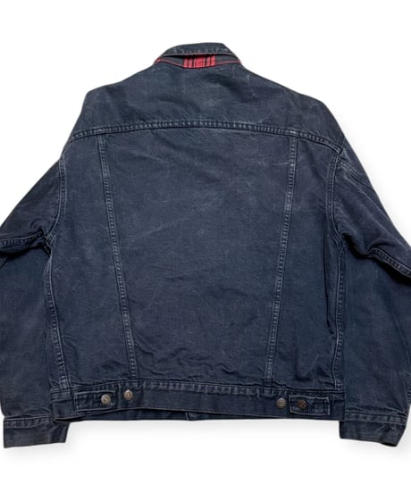 【USED】1990s Levi’s 70417 ブラックデニムジャケット フランネルライニング RED
