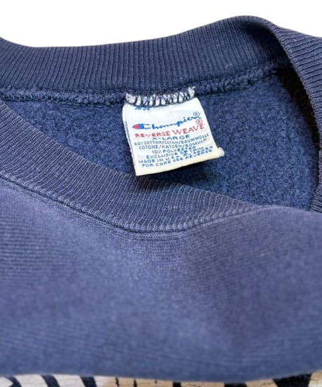 【USED】1990s Champion RW クルーネックスウェット NAVY 4段プリント XLサイズ アメリカ製