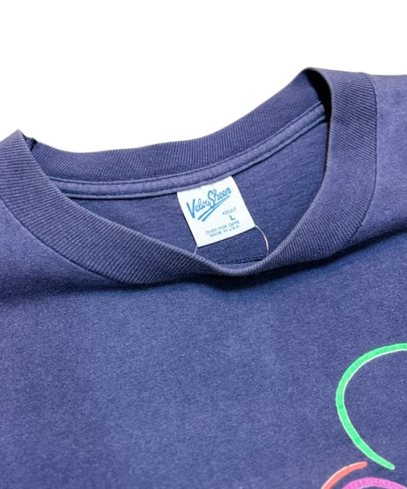 【USED】1970s Disney ミッキーマウス California 半袖Tシャツ NAVY ベルバシーン Lサイズ