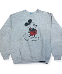 【USED】1980s Disney ミッキーマウス クルーネックスウェット 霜降りグレー  XLサイズ