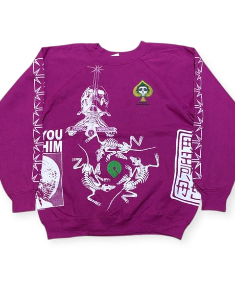 【USED】2000s POWELL PERALTA パウエル マルチプリント Bootleg クルーネックスウェット PINK XLサイズ