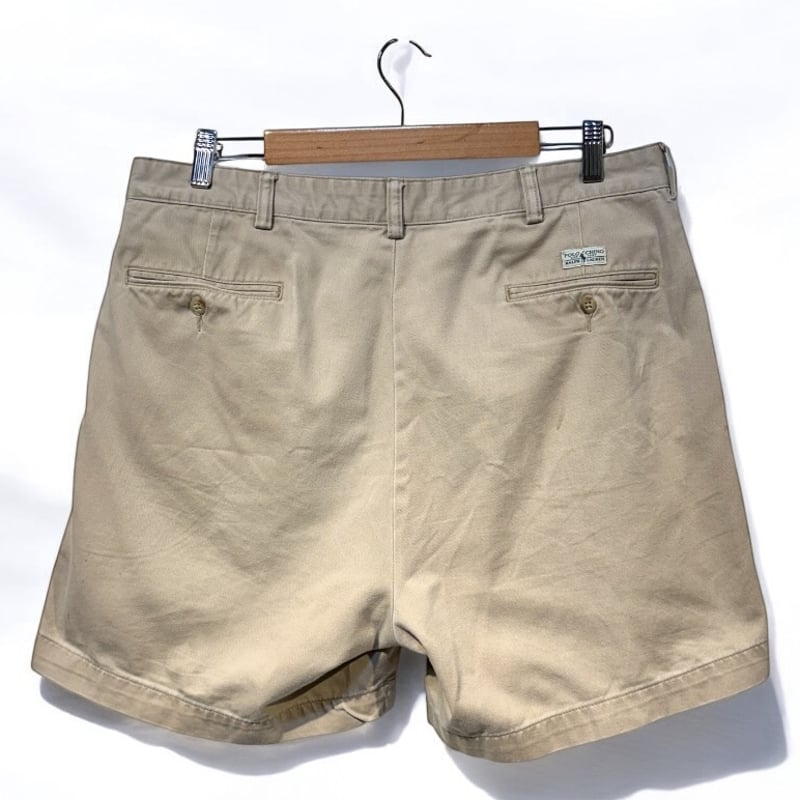 ラルフローレン チノ ショーツ アンドリュー 32 ベージュ 90's Polo Ralph Lauren “ANDREW SHORT” ツータック チノ