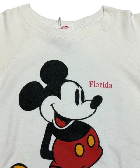 【USED】1980s Disney ミッキーマウス クルーネックスウェット ホワイト  XLサイズ