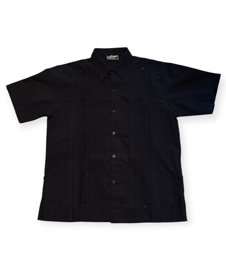 【NEW ITEM】ESTRELLA STANDARD S/S GUAYABERA キューバシャツ (ブラック、ブラック)