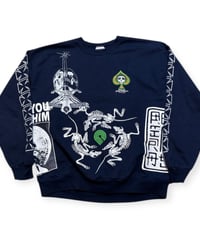 【USED】2000s POWELL PERALTA パウエル マルチプリント Bootleg クルーネックスウェット NAVY XLサイズ