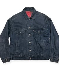 【USED】1990s Levi’s 70417 ブラックデニムジャケット フランネルライニング RED