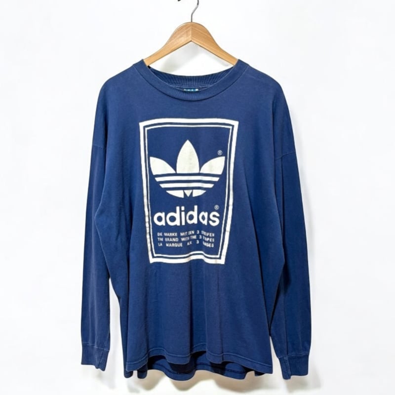 90s adidas 長袖Tシャツ 両面プリント NAVY XLサイズ アメリカ製