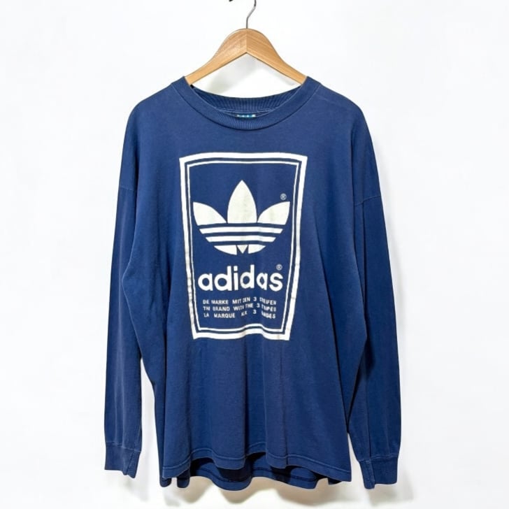 90s adidas 長袖Tシャツ 両面プリント NAVY XLサイズ アメリカ製