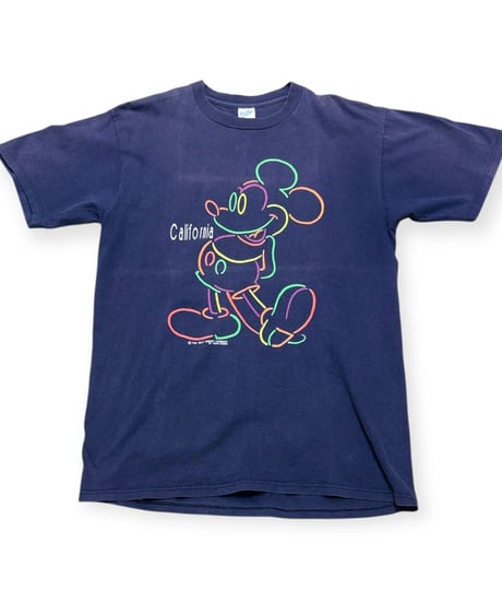 【USED】1970s Disney ミッキーマウス California 半袖Tシャツ NAVY ベルバシーン Lサイズ