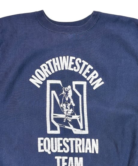 【USED】1990s Champion RW クルーネックスウェット NAVY 4段プリント XLサイズ アメリカ製