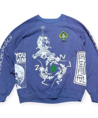 【USED】2000s POWELL PERALTA パウエル マルチプリント Bootleg クルーネックスウェット ブルー 3XLサイズ
