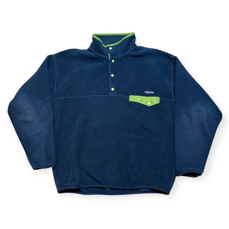 USED】2000s Patagonia パタゴニア シンチラスナップT NAVY,LIME
