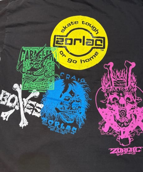 【USED】2000s POWELL PERALTA  ZORLAC パウエル マルチプリント Bootleg SS T-SHIRTS