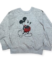 【USED】1980s Disney ミッキーマウス クルーネックスウェット 霜降りグレー  XLサイズ