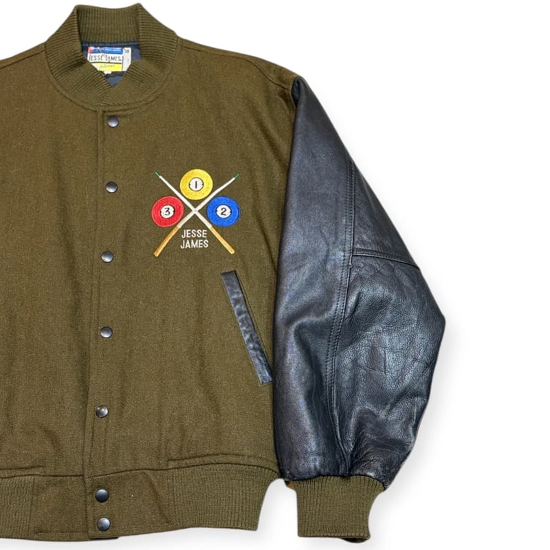 USED】1990s ビリヤード スタジャン 袖レザー ウールボディ | ATR STORE