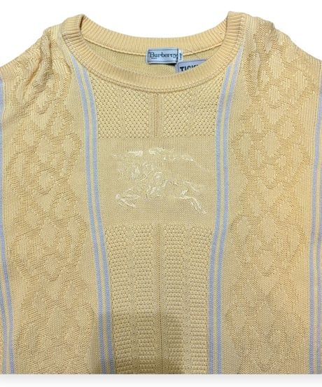 【USED】1990s Burberrys コットンニット ライトイエロー Lサイズ