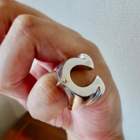 仁尾彫金『k18一粒万倍、馬蹄ピンキーリング、磨き』ハンドメイド595b