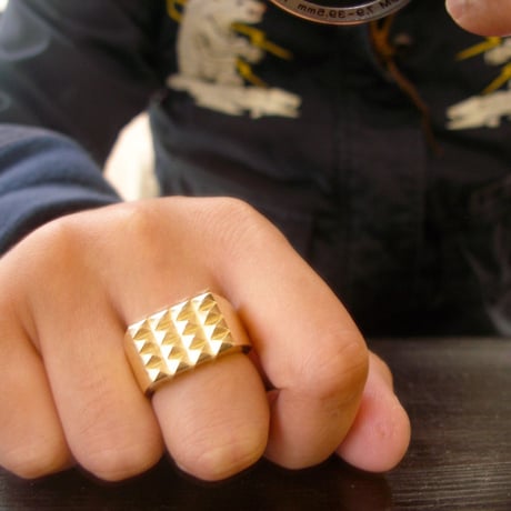 仁尾彫金 『ゴールド印台スタッズリング』ハンドメイド156
