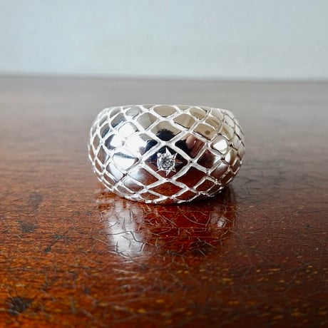 仁尾彫金『一つ星ジルコニア、パイソン甲丸リング』ハンドメイド466