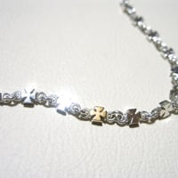 仁尾彫金『1つk18、アイアンクロスブレスレット18cm』ハンドメイド532b 仁尾彫金『k18アイアンクロス、幅3.5mm平打ちバングル』ハンドメイド