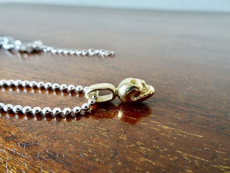 仁尾彫金『プラチナ、ラッキースカルペンダント』ハンドメイド253b  