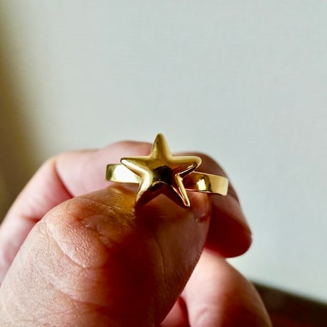 仁尾彫金『全金ぷっくりスター平打リング』ハンドメイド559