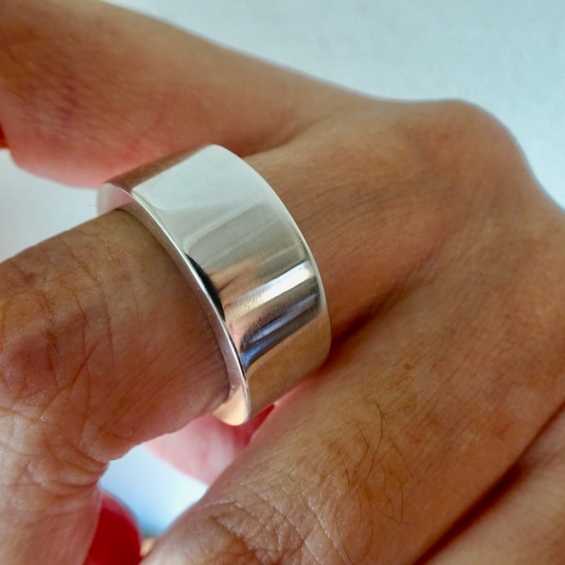 仁尾彫金『一つ星2.3mmダイヤ、幅7mm、平打リング』ハンドメイド261