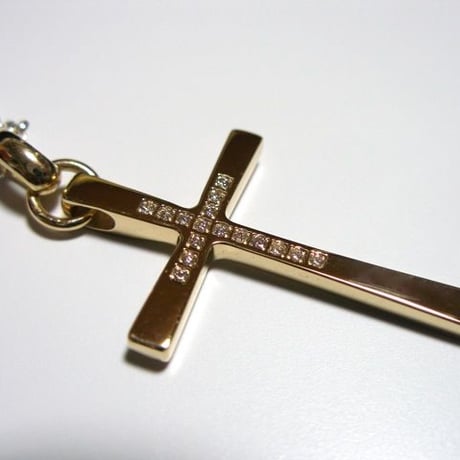 仁尾彫金『ゴールドダイヤクロス』ハンドメイド425