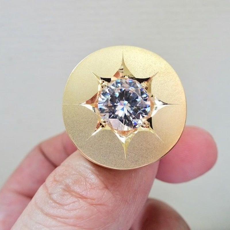 仁尾彫金『一つ星ジルコニアゴールドシリンダー印台リング 仁尾彫金『一つ星ジルコニアゴールドシリンダー印台リング