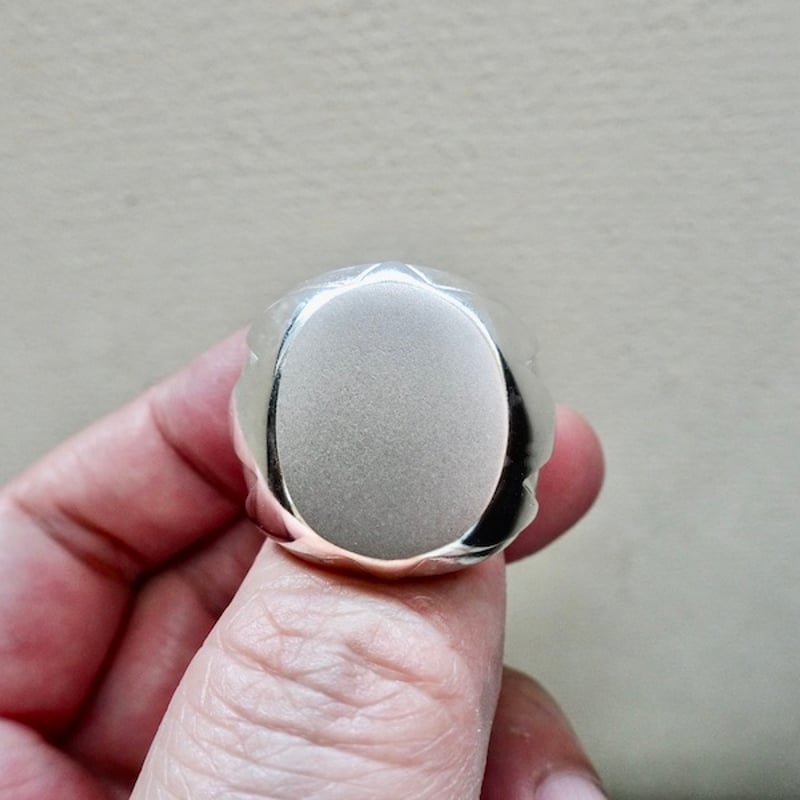 仁尾彫金『プラチナ、コピアポア楕円の印台リング』ハンドメイド183 