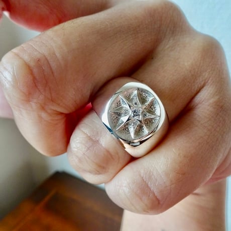 仁尾彫金『プラチナ3つのマッドスパイクリング』ハンドメイド104  