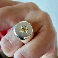 仁尾彫金『一つ星イエロージルコニア、楕円の印台リング2』ハンドメイド450