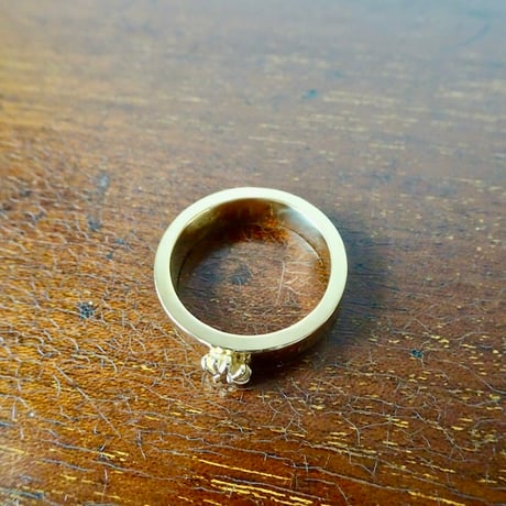 仁尾彫金『全金、一つ桜、平打リング、幅５mm』ハンドメイド545