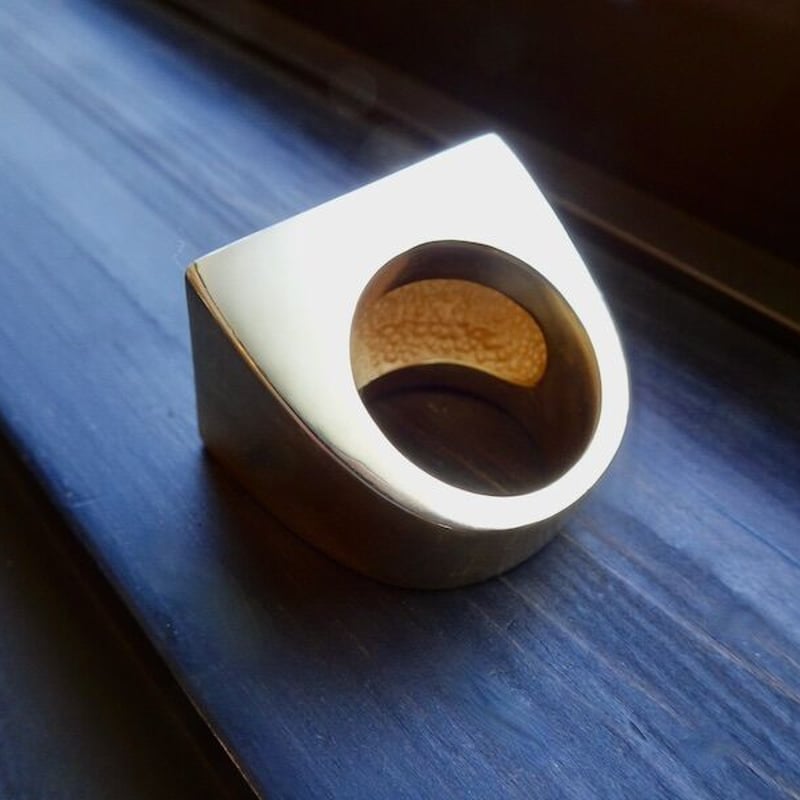 仁尾彫金『ゴールド、ビッグ印台リング2』ハンドメイド254 | 仁尾彫金 