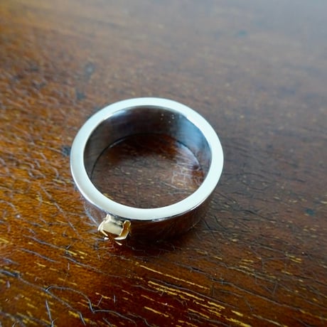 仁尾彫金『k18アイアンクロス平打リング、幅７mm』ハンドメイド566