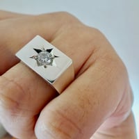 仁尾彫金『一つ星2.5mmルビー、幅7mm、プラチナ平打リング 