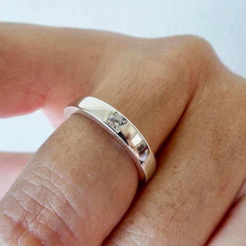 仁尾彫金『2.6mmダイヤ、幅3.5mm、平打リング』ハンドメイド287 仁尾彫金『2.6mmダイヤ、幅3.5mm、平打リング』ハンドメイド287