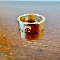 仁尾彫金『全金、アイアンクロス平打リング、幅７mm』ハンドメイド557