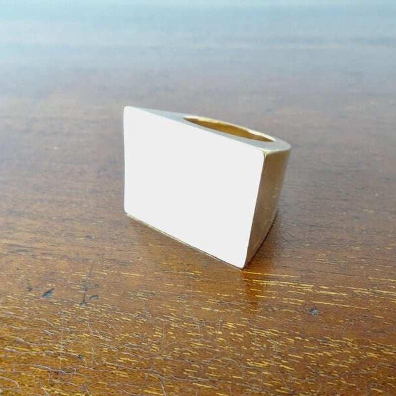 仁尾彫金『ゴールド、ビッグ印台リング2』ハンドメイド254 | 仁尾彫金 
