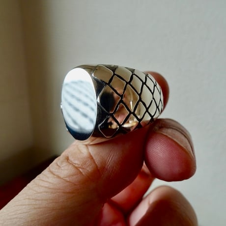 仁尾彫金『パイソン楕円の印台リング、磨き』ハンドメイド505